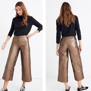 Madewell Emmett Wide-Leg Crop Pants in Metallic